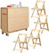 URBERY Esstisch-Set, Massivholz-Klapptisch, ausziehbarer beweglicher Klapptisch mit Rädern und 4 Stühlen, platzsparend, Design mit runden Kanten, für Küche und Esszimmer