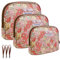 Neceser Mujer 3 Pzs/Grande (3 ud) / Neceser Organizador Maquillaje/Neceser Viaje/Bolsa Aseo Niñas, Bebé/Neceser Playa Piscina/Estuche Escolar/Brochas/Cables/Impermeable con Asas (SML, Flor 1)