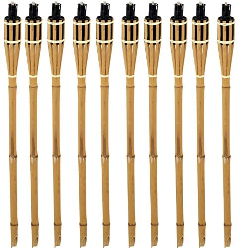 Bambusfackel Gartenfackeln mit Docht 90 cm lang Outdoor-Fackel 185 ml Füllmenge Garten-Deko Lagerfeuer-Romantik (1)