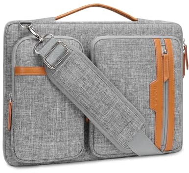 MOSISO 360 Protective Laptoptasche,15,6 Zoll Tasche Kompatibel mit MacBook Pro 16, HP, Dell,Asus Notebook,Seite Offen Messenger Tasche mit 2 Rechteck Reißverschluss Taschen&Ausziehbar Griff,Grau