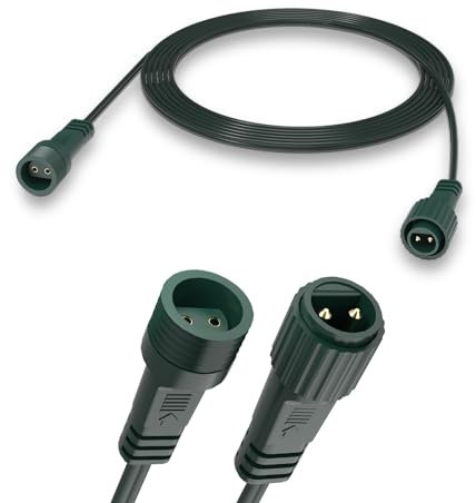 Extension Cable 5m/16.4ft, Dalugo 2 Pin IP65 Waterproof Outdoor Festoon Lights Extension Lead Wire for G40 Globe Lights, Solar Fairy Lights, Outdoor String Lights