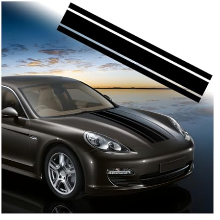 JNNJ Motorhaube Streifen, Auto Karosserie Seite Streifen Aufkleber, Stoßstange Aufkleber Vinyl Streifen, Aufkleber Streifen Dekoration Für Autos Geländewagen(Schwarz)