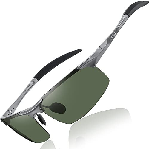 DUCO Herren Sportbrille Polarisierte Sonnenbrille Fahrerbrille Ultraleichte Al-Mg Metallrahmen UV400-Schutz Männer Sonnenbrillen 8177S