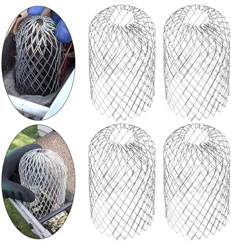 Braleto 4 Stück Fallrohrschutz Dachrinnenschutz Aluminium Dachrinnen laubschutz Fallrohrschutz Einstellbar Blättersieb Blätterschutz Erweiterbarer Rinnensieb für Dachrohre Fallrohr 15×8×8cm