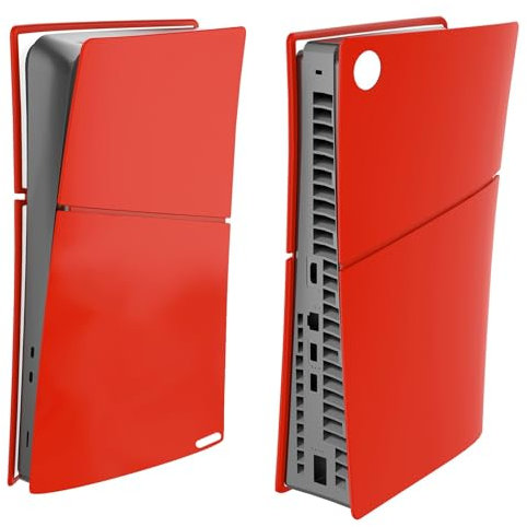 Funda protectora de silicona para consola PS5 Slim - Anti-polvo - Placas laterales - Accesorios para Playstation 5 Slim (versión digital - rojo)