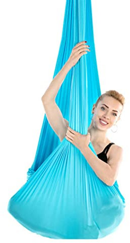 WOHPNLE Aerial Yoga Hammock, Elastic Aerial Silk Fibre, Low Stretch Design, Comfortable Contact Area, Polyamide Fibre, Blue, Modern Style