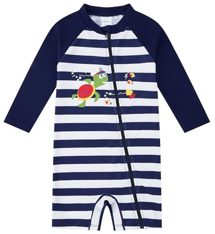 Baby Ragazzo Costume da Bagno con Protezione Solare UPF 50+ Tuta da Sole con Manica Lunga e Cerniera Completa (3-6mesi)