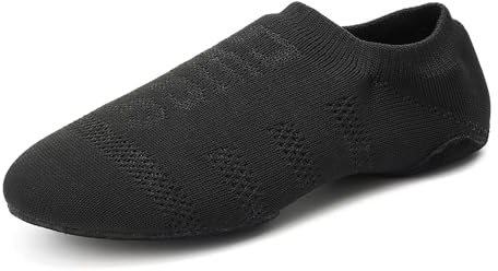 Uonpie Chaussures Danse de Salon pour Fille Bout Fermé a Enfiler Chausson Talon Plat de Danse Moderne Jazz Entrainement