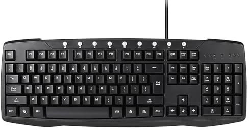Clavier Filaire, Clavier PC, USB, Clavier Professionnel Filaire Fin pour Ordinateur, Ordinateur Portable, Mac, Windows, Macos, 9 Touches de Fonction, Disposition QWERTY Us – Noir