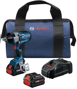 BOSCH GDS18V-1180CB28 PROFACTOR™ 18V pronto per il collegamento 3/4. Kit chiave a percussione a coppia alta con anello di attrito e foro passante e (2) batterie CORE18V® da 8 Ah