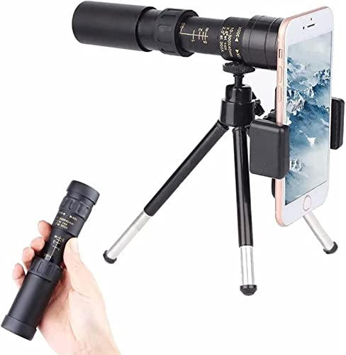 4k 10–300 x 40 mm Super-Telezoom-Monokular-Teleskop, mit ausziehbarem Monokular, Ultraleicht, mit Smartphone-Halterung, drehbarem Stativ für Camping, Reisen, Konzerte