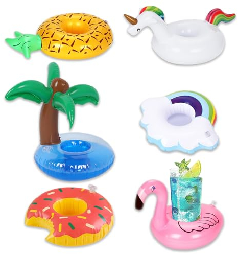 Getränkehalter Pool, 6 Stück Getränkehalter Aufblasbare, Aufblasbares Flaschenhalter, Schwimmend Getränkehalter, Mini Getränkeuntersetzer Set, für Sommer Beachparty Pool Hawaii Party (Stil B)