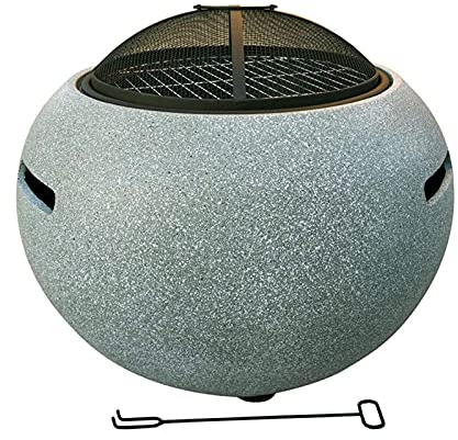 NOALED Feuerschale Feuerstelle,Runde Holzfeuerstelle für den Außenbereich Einfassung aus MgO-Kunststein Grill und Feuerschale aus Stahl