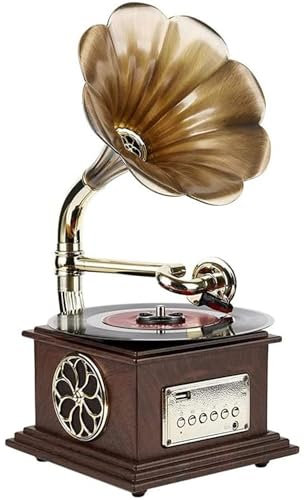 Tocadiscos de Vinilo Vintage automático, Mini Tocadiscos de gramófono Retro con Radio FM Bluetooth USB, Velocidad Ajustable 33/45, Gran Regalo de colección para Familiares y Amigos