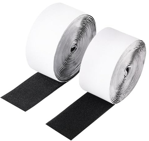 Klettband Selbstklebend 5m x 50mm, Klettverschluss selbstklebend Doppelseitig Extra Breit für Befestigung, Organisation und Aufbewahrung von Werkzeugen, Schwarz