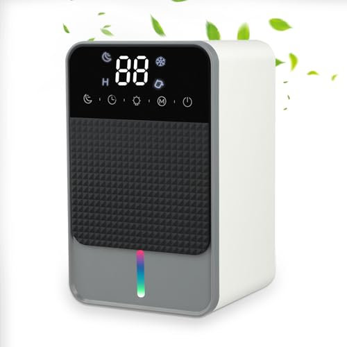 Deumidificatore Elettrico,Deumidificatore Casa 1500Ml,7 Colori,Pannello Touch,Funzione Timer,2 Velocità,Modalità Sleep,Deumidificatore Portatile Silenzioso Per Bagni,Camere Da Letto,Scantinati
