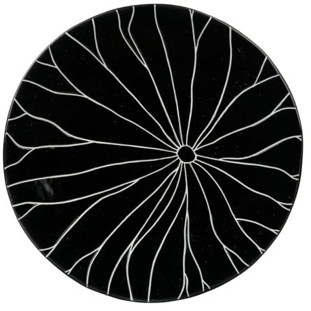 GENEVIEVE LETHU 539091 Assiette à Dessert Noire Ø 20 cm en Grés - Collection Dahlia Noir - Décor Lotus