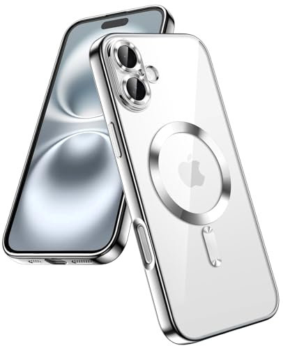 JETech Soft Clear Case for iPhone 16 6.1-Inch, Camera Lens Full Protection, Compatible with MagSafe Wireless Charging, Shockproof Electroplated TPU Phone Cover (Silver)
