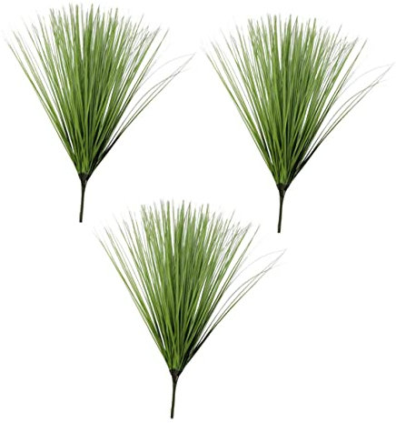 PRETYZOOM 3piezas Decoración De Césped Simulado Hierba Artificial Realista para Interiores y Exteriores para y Fotografía Sin Necesidad De Agua Luz Solar