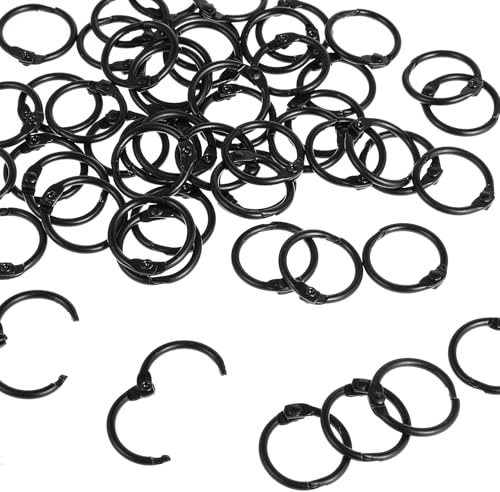 20mm Buchbinderinge 50 Stück Bücher Ringe Buchringe Schwarz Binder Ringe Buchring Metall Karteikarten Ring Loseblatt Verbinder Heftringe für Memo Ablage Scrapbook Album Handwerk Schlüsselringe