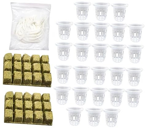 Sosoport Hydroponik Mit Wachstumswürfeln Und Netzbechern Für Erdlose Anzucht Hydroponik Aquaponik System Für Orchideen Tomaten Paprika 26 Stück Zubehör Für Effektives