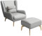 Sessel Wohnzimmer mit Hocker Ohrensessel mit Hocker Verbreiterte Rückenlehne, Verdicktes Sitzkissen, Relaxsessel mit Hocker für Wohnzimmer, Schlafzimmer(Gray)