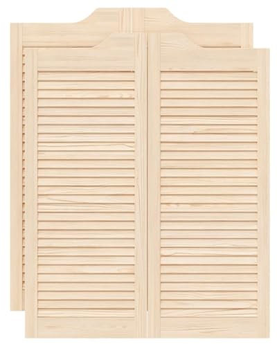 vidaXL Schwingtüren Lamellen-Design 2-Paar 100x80 cm Massivholz Kiefer, Saloontüren, Bartüren, Scharniertüren, Schwingtüren für Cafés, Flügeltüren