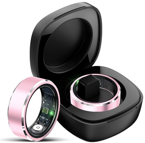 Smart Ring Fitness Ring Heart Rate Monitor Sleep Ring Pedometer Rings Sports Fitness Tracker Camera Remote Pink Ring for Ladies Women Smart Rings for Android iOS Phone