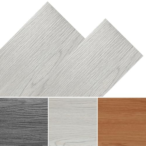 Fogmiea PVC Bodenbelag Selbstklebend Vinylboden Stabparkett Holzoptik Boden Fußboden rutschfest, wasserfest, schwer entflammbar 10 m²/72 Fliesen, Grau Oak