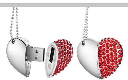 Yaxiny Clé USB 128 Go - Étanche - Haute vitesse - En forme de cœur - Haute vitesse - Rouge