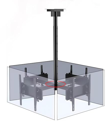 YUZDNM 32-50 Inch TV Deckenhalterung - Vierseitige Decken-TV-Halterung, 32-50-Zoll-Vollbewegung, 4-Bewegungs-Flach- / Gebogene Bildschirmhalterung, Teleskop-Höhenverstellung