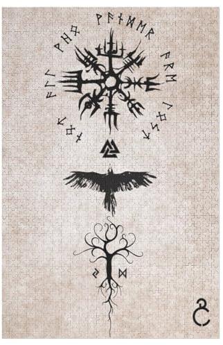 Wikinger Myth Holzpuzzle - Puzzle Für Erwachsene, 1000-teilige Puzzles Für Teenager Und Kinder, Herausfordernde Spiele 78×53cm