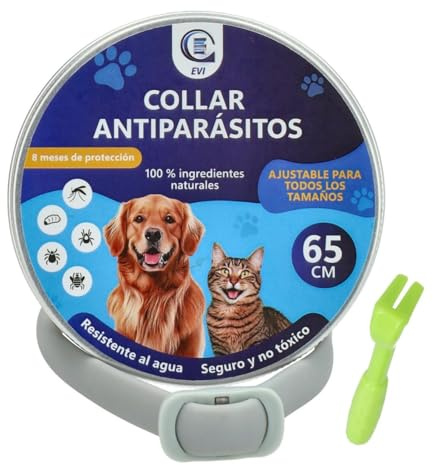 CE EVI Collar Antiparasitario Perros y Gatos 65 cm Ajustable 8 Meses