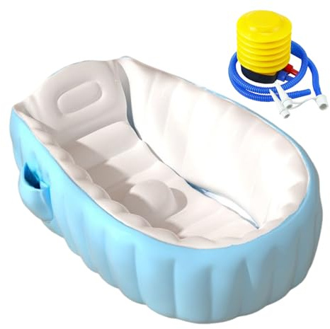 Godpqiui Baignoire Gonflable Bébé | Bassin De Douche Portable De Voyage Avec Pompe À Pied | Bassin de Douche Pliable Antidérapant pour Âgés de 2 Ans et Plus Fille et Fils
