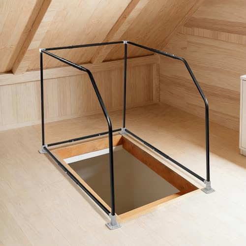 Lift Attic Ladder Safety Railing - Upgraded Adjustable Loft Handrail with Sturdy Steel Support | Easy Install Attic Ladder Climbing Assistance Railing Stainless Steel for Enhanced Stability