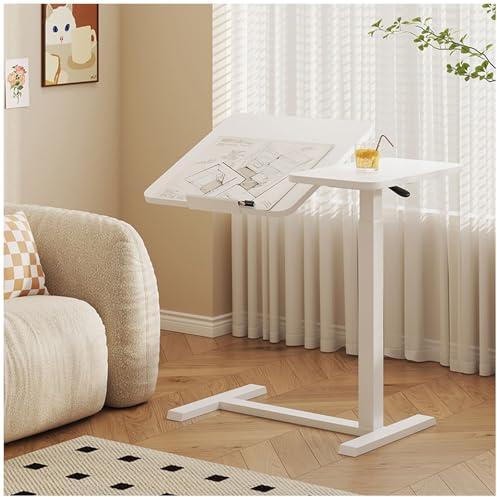 Générique Table de Lit Roulette pour Ordinateur Portable Table Bureau Roulante Réglable en Hauteur 75-110cm Tablette Lit Médicalisé Bureau Pliable à roulettes pour Canapé,Blanc,27.5''x15.7''x43.3''