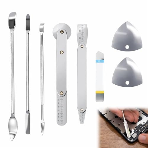 ikBrtaiay 8 Stück Metall Handy Werkzeug, Handy Reparatur Werkzeug Set, Pry Tool Langlebig Öffnungswerkzeug, Ultradünn Spudger Telefon Reparatur Werkzeuge Set für Handys, Laptop, Tablet