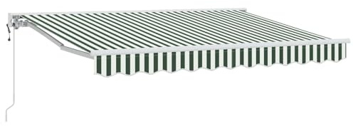 vidaXL Elektrische ausziehbare Markise Grün und Weiß 3,5 x 2,5 m, Garten und Terrasse, rechteckige, Moderne, ausziehbare Markise, Perfekter Sonnenschutz, platzsparend, Polyesterstoff