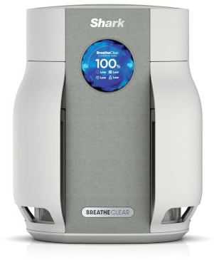 Shark BreatheClear Compact Air Purifier with NeverChange6 Exceeds HEPA Filter Standards, Automatic Sensing, Small Room Coverage, Dove, HP062UK