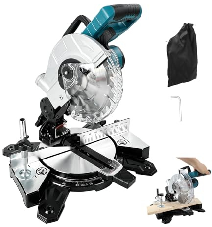 Kapp and Mitre Saw Compatible with Makita 18 V, Diameter 210 mm Saw Blade Sliding Mitre Saw, 0-45° Bevel Cuts, Chop Saw for Woodworking, Table Top Made of Die-Cast Aluminium