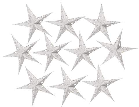 GURU SHOP 10 STK. Papier Ministern für Lichterkette 20 cm, Faltbar - Natur, Papiersterne 20 cm für Lichterketten