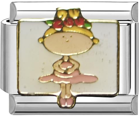 Quiges - 9mm Italian Style Charm Modul Edelstahl Ballet für Italienische Armbänder