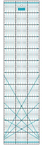 SEMPLIX Patchwork-Lineal Quilt-Lineal, transparent, mit cm-Skala und Winkelfunktionen, ideal für Patchwork und zum Basteln, 60 x 15 cm (türkis)