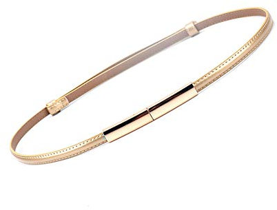Rojeam Cintura in Pelle Donna Regolabile Cinturino Metallo in Vita Alta per Vestito Oro