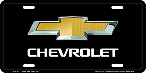 HangTime Plaque d'immatriculation Chevrolet avec nœud papillon et fond noir 15,2 x 30,5 cm