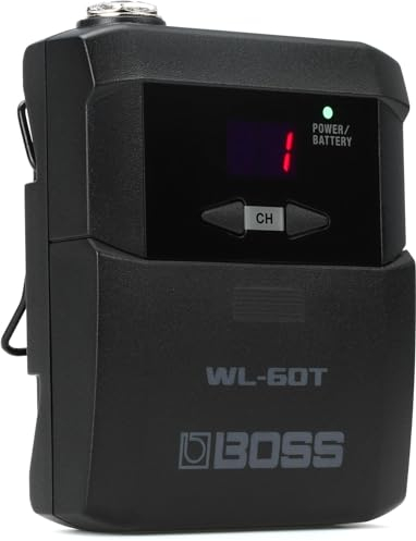 Transmisor inalámbrico BOSS WL-60T para el sistema inalámbrico WL-60 | Conecta un segundo instrumento para hacer cambios rápidos en directo | Hasta 25 horas de autonomía