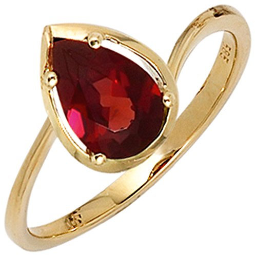 Jobo Damen-Ring aus 585 Gold mit Granat Tropfen Größe 54