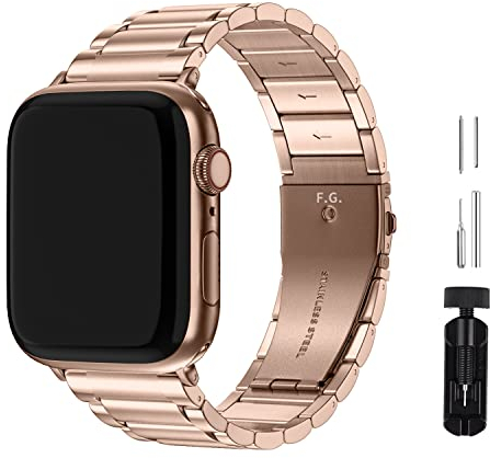 GerbGorb Correa Apple Watch para 45mm/44mm/42mm/49mm, Correa de Metal de Acero Inoxidable Compatible con Apple Watch Series 8/7/6/5/4/3, Apple Watch SE/SE 2/ Ultra, Oro rosa