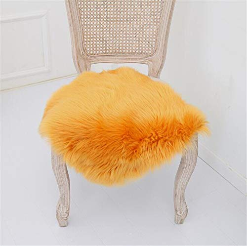 Hava Kolari Teppich Sitzkissen Sitzauflage Schaffell Longhair Faux Lammfell Lammfellimitat Nachahmung Wolle Bettvorleger Sofa Matte (Gelb,40x40cm)