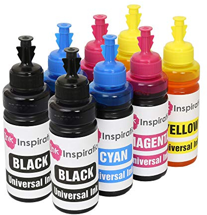 INK INSPIRATION® Universal Nachfülltinte für Patronen und CISS System kompatibel mit EPSON Canon HP Brother LEXMARK Dell RICOH, 8er-Pack